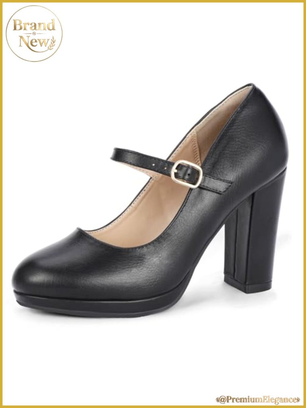 IDIFU Mary Jane Platform Chunky High Heels Closed Toe Buckle Ankle Strap